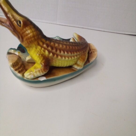 Vintage Daytona Beach Florida Ashtray Trinket Dish Alligator Crocodile - Picture 8 of 14